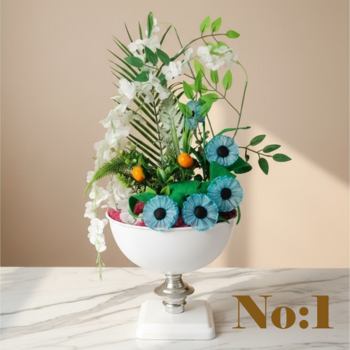 Mavi Esinti – El Yapımı Dekoratif Masa Aranjmanı